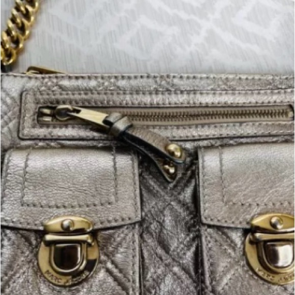Marc Jacobs Cammie Quilted Metallic Gold Leather Handbag with Chain Strap - Picture 10 of 14
